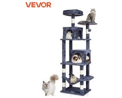 Mila Shop Krabpaal voor katten - Krabpaal hout - Kattenhuis - Kattenpaal - Kattenmeubel - Kattentoren - 60x40x160cm