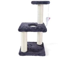 Mini kattenboom - krabpaal - kattenkrabpaal - krabpaal voor katten - binnen kattenspeelgoed - krabpaal kattenboom - hout - grijs