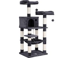 MIRA Home - Kattenboom 143 cm - 2 gezellige uitkijkplateaus - Modern - MDF - Rookgrijs - 57x47x28