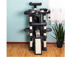 MIRA Home Krabpaal – Kattenhuis – Basic – Pluche – Donker Grijs - 60x55x172