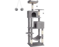 MIRA Home - Krabpaal - Kattenpaal - Grijs - Hout - 60x50x206cm