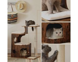 MIRA Home - Krabpaal voor Katten - Kattenboom - Duurzaam Houten Ontwerp - Sisal Bekleding - 66x42x88 cm