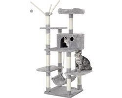 MIRA Home - Krabpaal voor katten - Poezen Krabpaal - Pluche - Grijs - 154x50x84