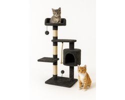 Mobiclinic Silvestre - Krabpaal - Krabpaal voor Katten - Kattenboom - Klimmen - 40 x 40 x 112 cm - 3 Hoogtes - Met platforms en schuilplaatsen - Tot 10 kg - Kattenhuis - Blauw