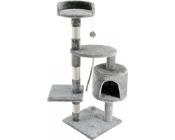 Mobiclinic Silvestre - Krabpaal - Krabpaal voor Katten - Kattenboom - Klimmen - 40 x 40 x 112 cm - 3 Hoogtes - Met platforms en schuilplaatsen - Tot 10 kg - Kattenhuis - Grijs