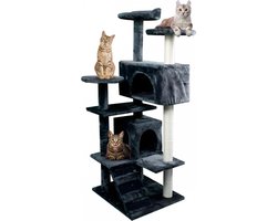 Mobiclinic Tico - Krabpaal - Kattenkrabpaal - Groot - Klimmen - 5 hoogtes - Met platformen en schuilplaatsen - Ontstressend speelgoed - Sisaltouw - Grijs