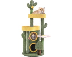 Moderne Cactus Krabpaal voor Katten - 123 cm Hoge Klimboom met Platforms en Holletjes