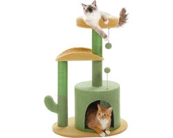 Moderne Kattenkrabpaal 78 cm - Cactus Vorm met Pluche Hol en Speelbal