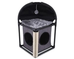 Moderne Kattenkrabpaal met Huizen en Platformen - Voor Katten tot 8 kg - Donkergrijs