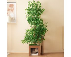 Krabpaal: MODFU - Kattenkrabpaal - Boomvorm - 4 Platformen - Kattenhol - Groen - MDF - 190 Cm