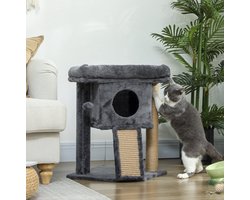 Krabpaal: MODFU-Krabpaal-Kattenhuis-Ligplatform-Speelbal-Donkergrijs-Beige
