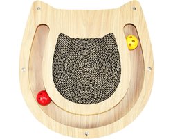 Moggy Cat Scratcher - Eén maat hout - krabboom met speelbal