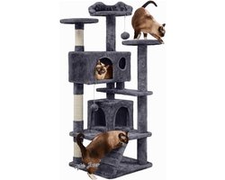 Mrs. Jones Cat Scratching Post Play Tree with Rope and Various Platforms 130 cm High - Grey .