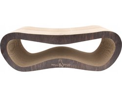Mruu&Pruu GROOT KATTENKRAASBED Kattenmand Krabplank Krabpaal Karton Krabmand Kattenbed 78x28x24 cm BRUIN