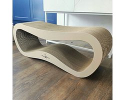 Mruu&Pruu GROOT KATTENKRAASBED Kattenmand Krabplank Krabpaal Karton Krabmand Kattenbed 78x28x24 cm CAPPUCINO