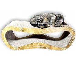 Mruu&Pruu GROOT KATTENKRAASBED Kattenmand Krabplank Krabpaal Karton Krabmand Kattenbed 78x28x24 cm goud