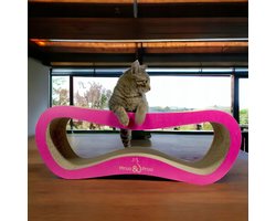 Mruu&Pruu GROOT KATTENKRAASBED Kattenmand Krabplank Krabpaal Karton Krabmand Kattenbed 78x28x24 cm ROZE