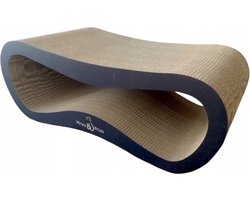 Mruu&Pruu GROOT KATTENKRAASBED XXL LEON ZWART Kattenmand Krabplank Krabpaal Karton Krabmand Kattenbed | 78x28x40 cm