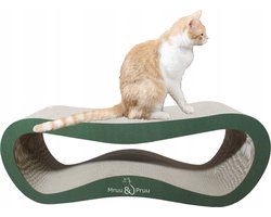 Mruu&Pruu GROTE KARTONNEN KAT SCRATTER Kattenmand Krabplank Krabpaal Karton Krabmand Kattenbed LEON GROEN 78x28x24 cm