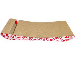 Mruu&Pruu KARTONNEN KAT SCRATTER 58,5x6,6x24 cm wit met hartjes Kattenmand Krabplank Krabpaal Karton Krabmand Kattenbed