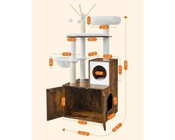 Multifunctioneel Kattenmeubel met Krabpaal, Kattenbakombouw en Voerstation – Alles-in-één Oplossing voor Kattenliefhebbers