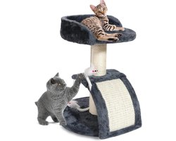 Multifunctionele kattenkrabpaal - met boogkrabpad en ronde krabbasis - ruimtebesparend en meubelbescherming - voor kleine katten en kittens