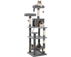 Naiz® - Katten krabpaal - Grijs - Kattentoren - Met Hangmat - 46 x 46 x 154 cm