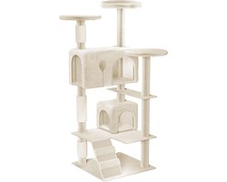 NAIZY Krabbende boom Grote kat krabbende boom 49 x 49 x 130 cm XXL kat boom met sisal kolommen & kat grot, anti-slip Beige activiteit krabbende bomen voor meer katten, K1254