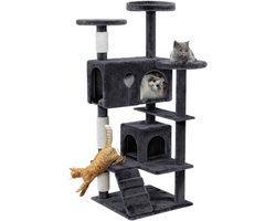 NAIZY Krabbende boom Grote kat krabbende boom 49 x 49 x 130 cm XXL kat boom met sisal kolommen & kat grot, anti-slip Donkergrijs activiteit krabbende bomen voor meer katten, K1254