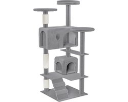 NAIZY Krabbende boom Grote kat krabbende boom 49 x 49 x 130 cm XXL kat boom met sisal kolommen & kat grot, anti-slip Grijs activiteit krabbende bomen voor meer katten, K1254
