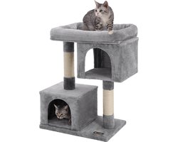 Nancy's Krabpaal Lichtgrijs - Speelhuis Voor Katten - Klimboom 84CM