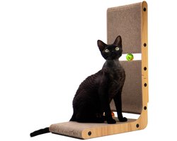 Nekosan Kattenkrabplank, L-vormige krabplank voor katten, Kattenkrabmeubel met bal, Krabpaal voor muur en hoek, Groot