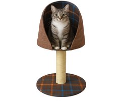 Nobleza Katten krabpaal met mandje - Bruine krabpaal met ligplek - Krabmeubel - Krabpaal voor katten - 36x36x55 cm - Bruin