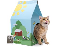 Nobleza Katten Krabplank met Kattenkruid - Kattenhuis met Krabplank - 30x30x52cm