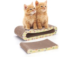 Krabplank: Nobleza Krabkarton voor Katten - 2-in-1 Krabplank en Ligbed - 2-delig - 44,5 x 20 x 11 cm