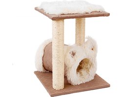 Krabpaal: Nobleza Krabpaal voor Katten met Kattenhuis en Ligplateau - 40 x 40 x 49 cm - Beige