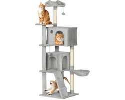 Krabpaal: Noordvale Krabpaal - Voor katten - Krabpalen - Kattenspeeltjes - Kattenmand - Klimhelling - Hangmat - 48x48x160cm - Grijs