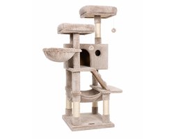 Krabpaal: Nyoz krabpaal - KattenBoom - Kattenhuis - Kattenpaal - 135 cm hoog - 5+ niveaus - Hangmat - Kattenhuisje - Zachte Pluche