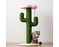 OKWISH Kattenkrabpaal - Cactusdesign Met Dikke Sisalpalen - Voor Krabben En Rusten - Groen MDF/Papier - 46 x 46 x 90 cm