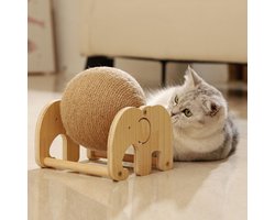 Olifantvormige Krabbal voor Katten - Speel- en Trainfuncties - 1 stuk - Hout