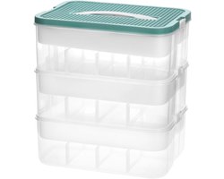 Opbergdoos met Deksel, 3 Laags Speelgoedopbergdoos, Transparante Opbergdozen met Verstelbare Compartimenten en Handvat