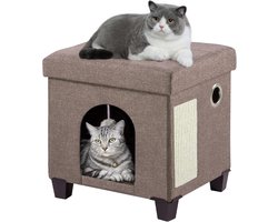 Opvouwbare Kattenkubus met Krabplank en Bal - Multifunctioneel Kattenthuis voor Binnen, 37x31,8x36 cm