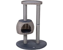 Outdoor Krabpaal voor Katten - Weerbestendig Krabmeubel met Hol en Verhoogde Ligplaats - 77x57x110 cm
