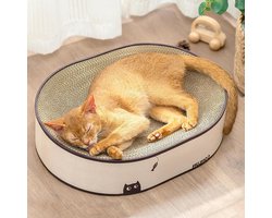 Ovaal Kattenslijpbord 2 in 1 - Natuurlijk gegolfd karton, kattenkrabbed, lounge - Geen montage vereist - Stijlvolle kleuren passen bij elk huis