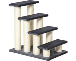 PawHut Dierentrap kattentrap hondentrap trap voor katten honden 4 treden grijs D30-067