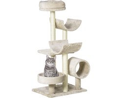 PawHut Kattenboom kattenkrabboom speelgoed tunnel katten klimboom krabboom beige D30-191