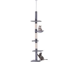 PawHut Kattenboom krabboom kattenkrabboom met sisalpalen in hoogte verstelbaar D30-209