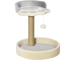 Krabpaal: PawHut Kattenboom Spaanplaat - 41x41x44cm - Lichtgrijs