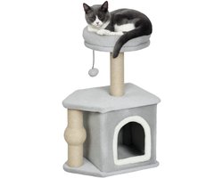 PawHut Kattenboom - Spaanplaat - 42x30x66cm - Lichtgrijs