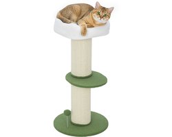 PawHut-Kattenkrabpaal-Spaanplaat, Sisal-45x45x92cm-Groen